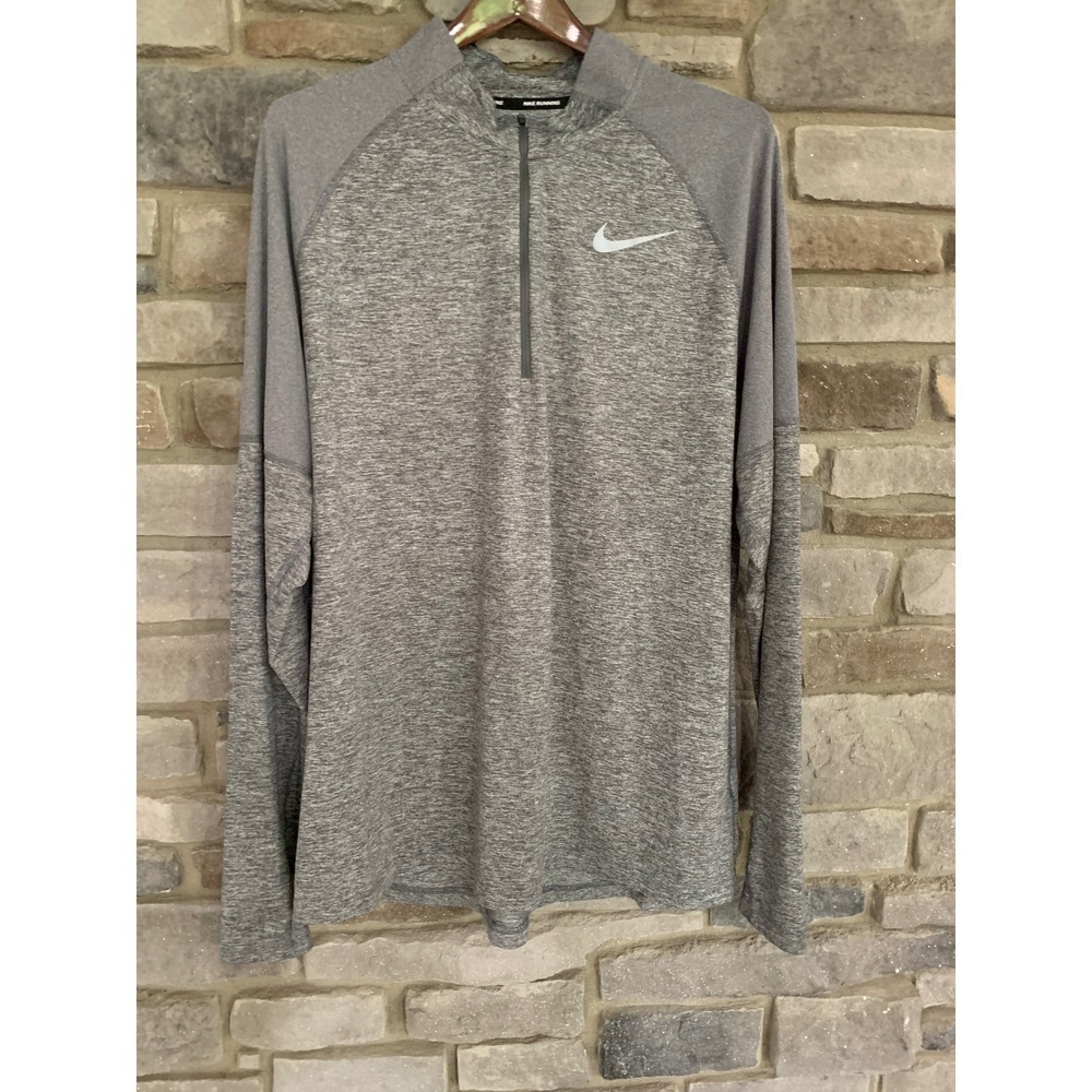 Nike Running Dri-FIT Mens XL Gray Quarter Zip Pullover Sporty Athletic Essential